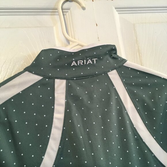 Ariat TEK Sunstopper 3.0 1/4 Zip Top Green/White - Picture 7 of 9